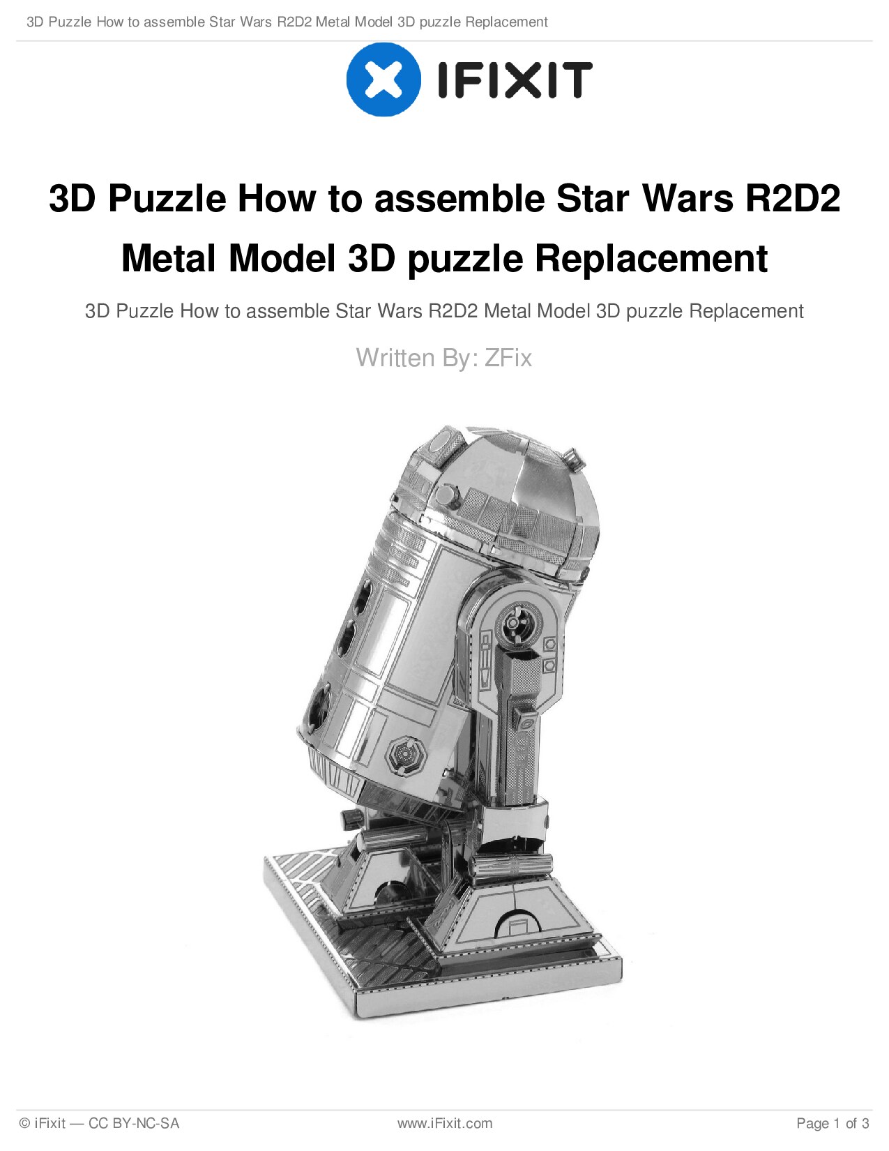 3D Puzzle How to assemble Star Wars R2D2 Metal Model 3D puzzle Replacement