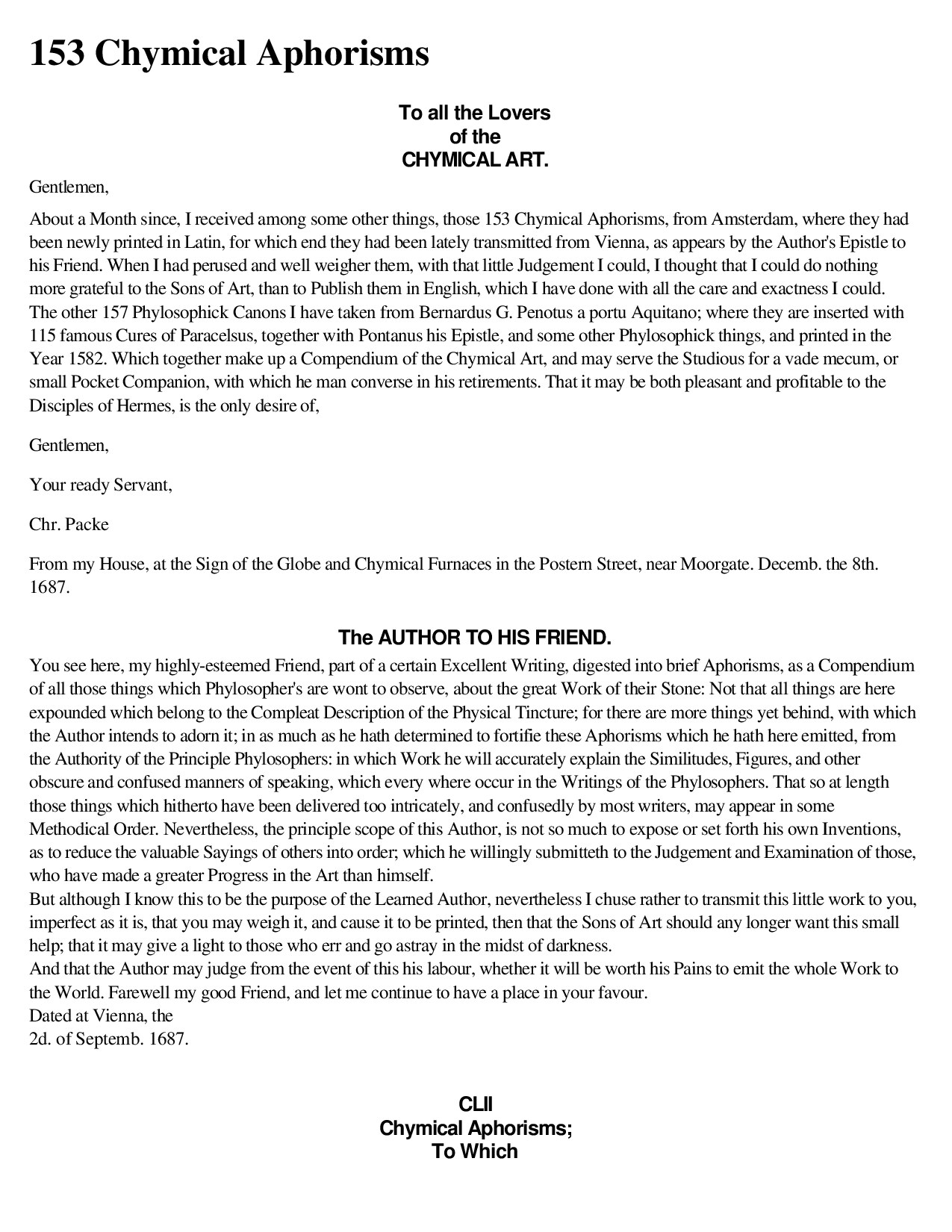 153 Chymical Aphorisms