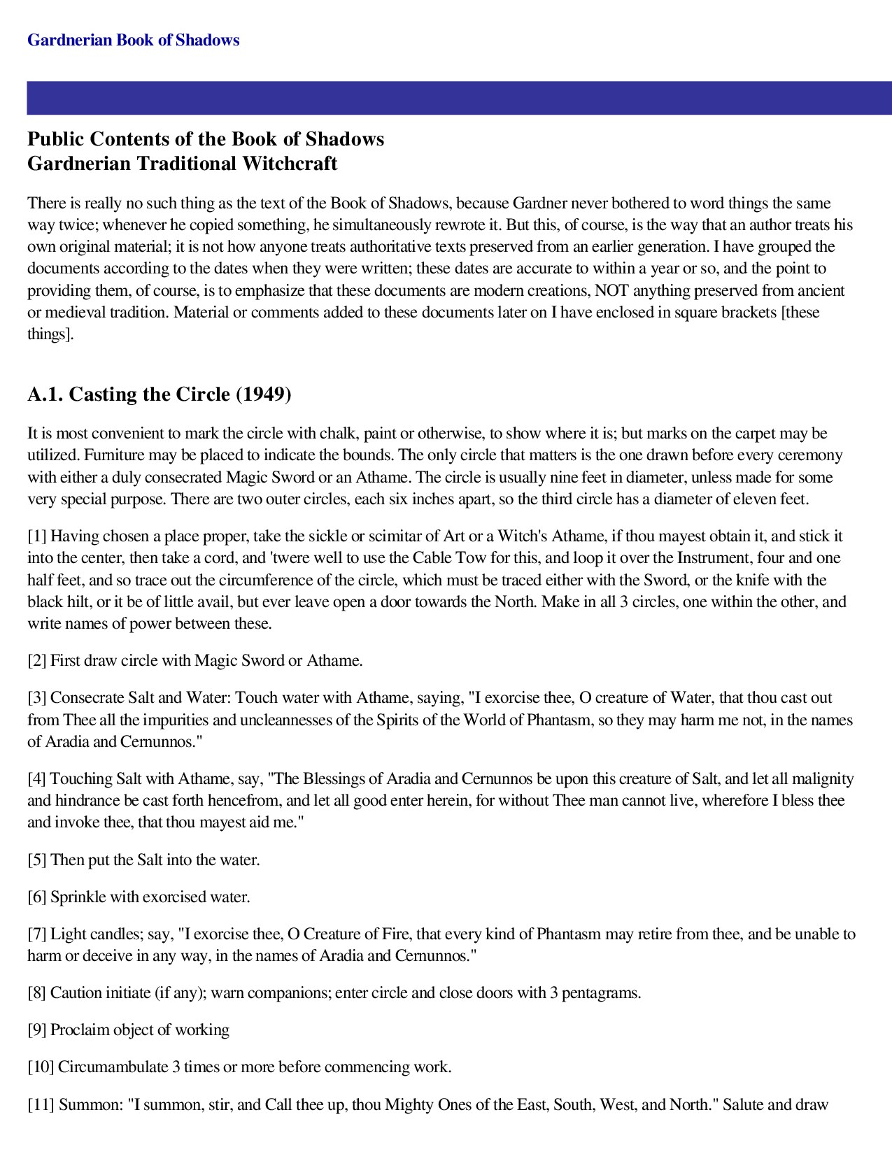 Gardnerian Book of Shadows