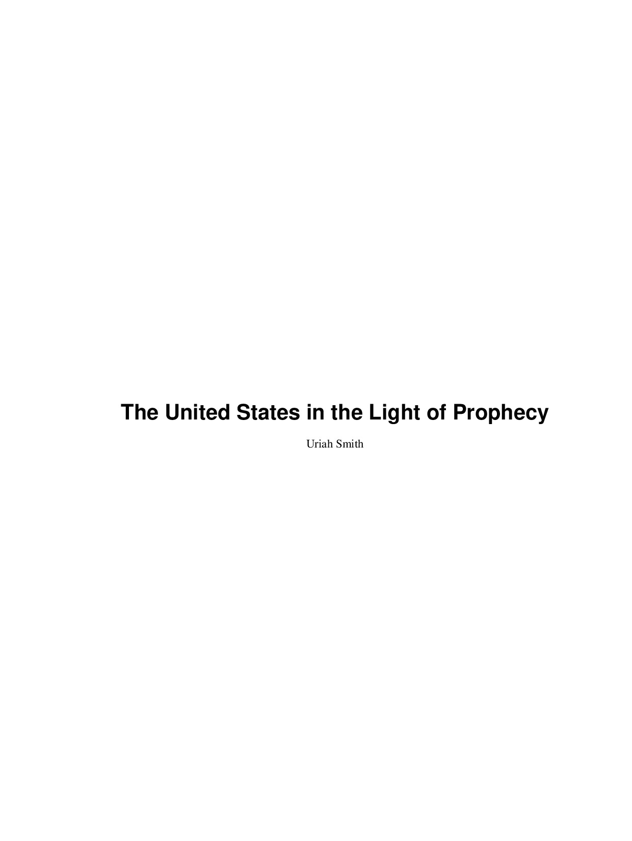 The United States in the Light of Prophecy