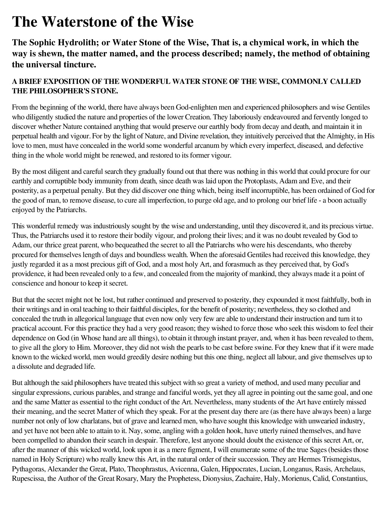 The Waterstone of the Wise